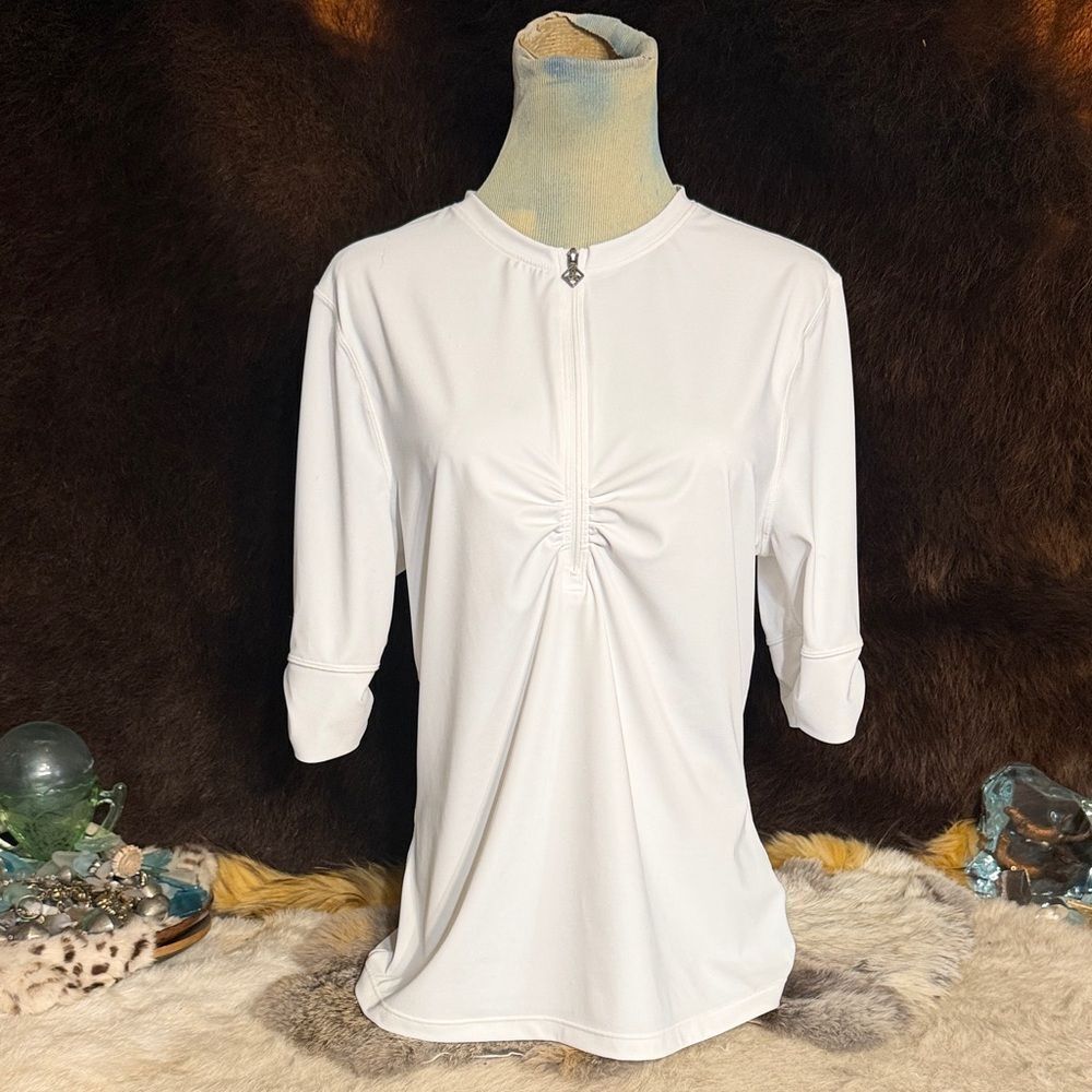 White Women's Top with Ruched Front XL (3900A)